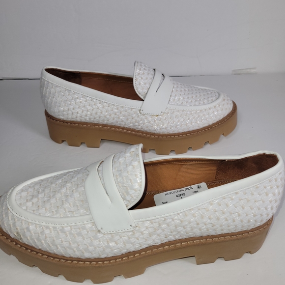 Franco Sarto Balin Platfoem White and Tan Loafers - Picture 3 of 12